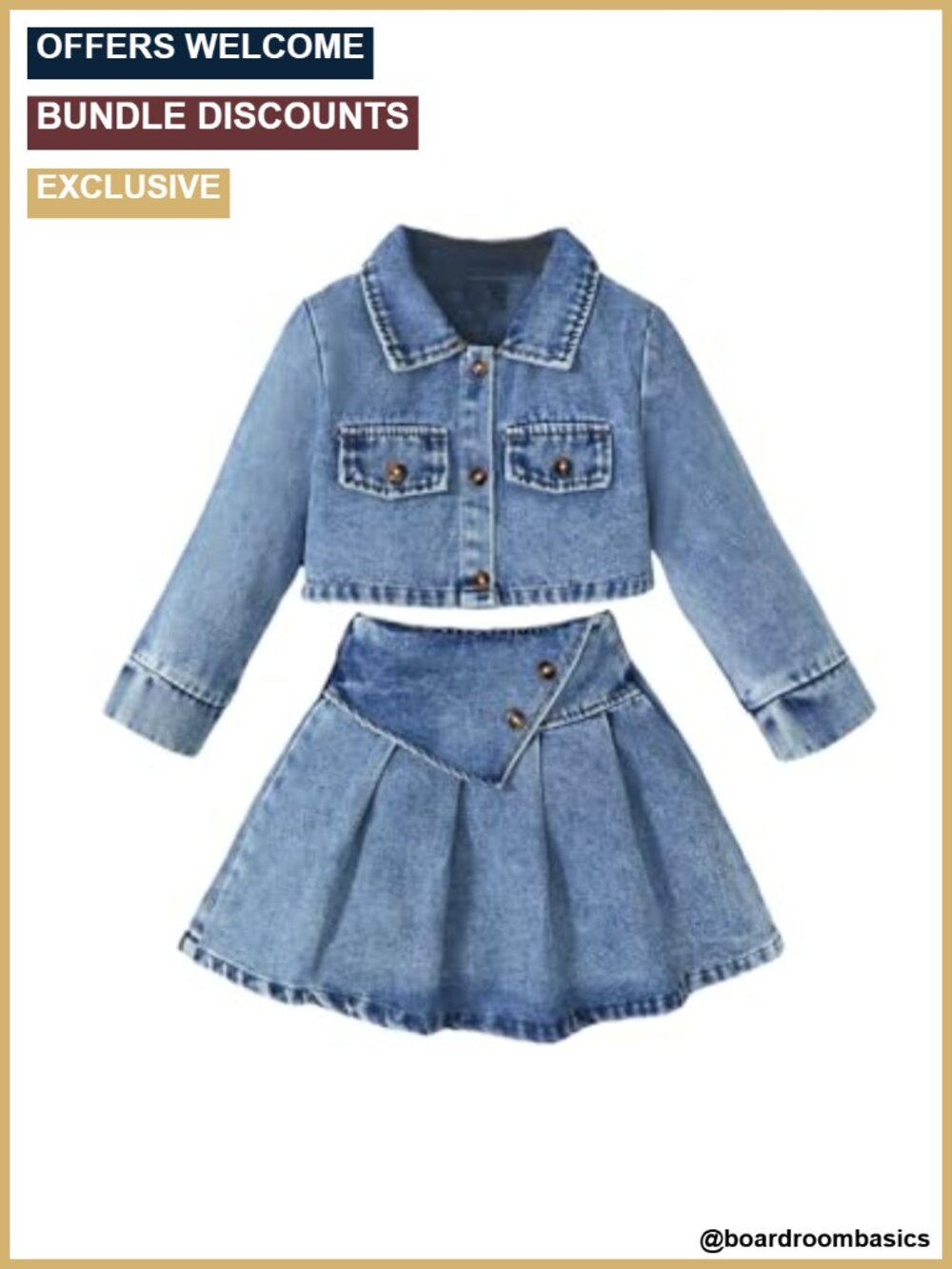 Toddler Girls 2 Piece Denim Jacket and Skirt Set Cute Fall Outfit